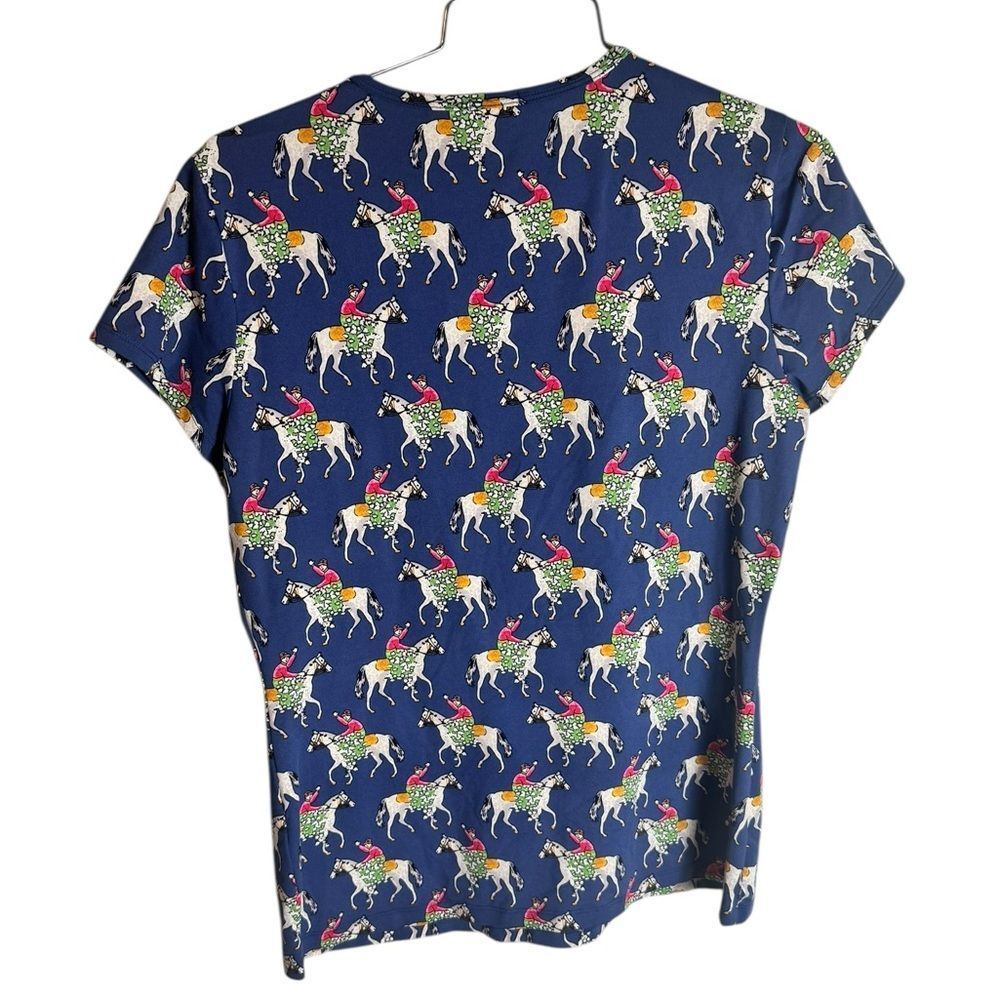 J.McLaughlin Racehorse Equestrian Jockey Short Sleeve Top Kentucky Derby M - Picture 2 of 5